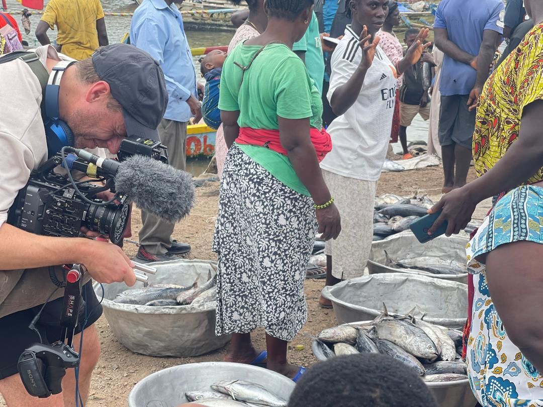 Fishmongers at work in the Dixcove fish market