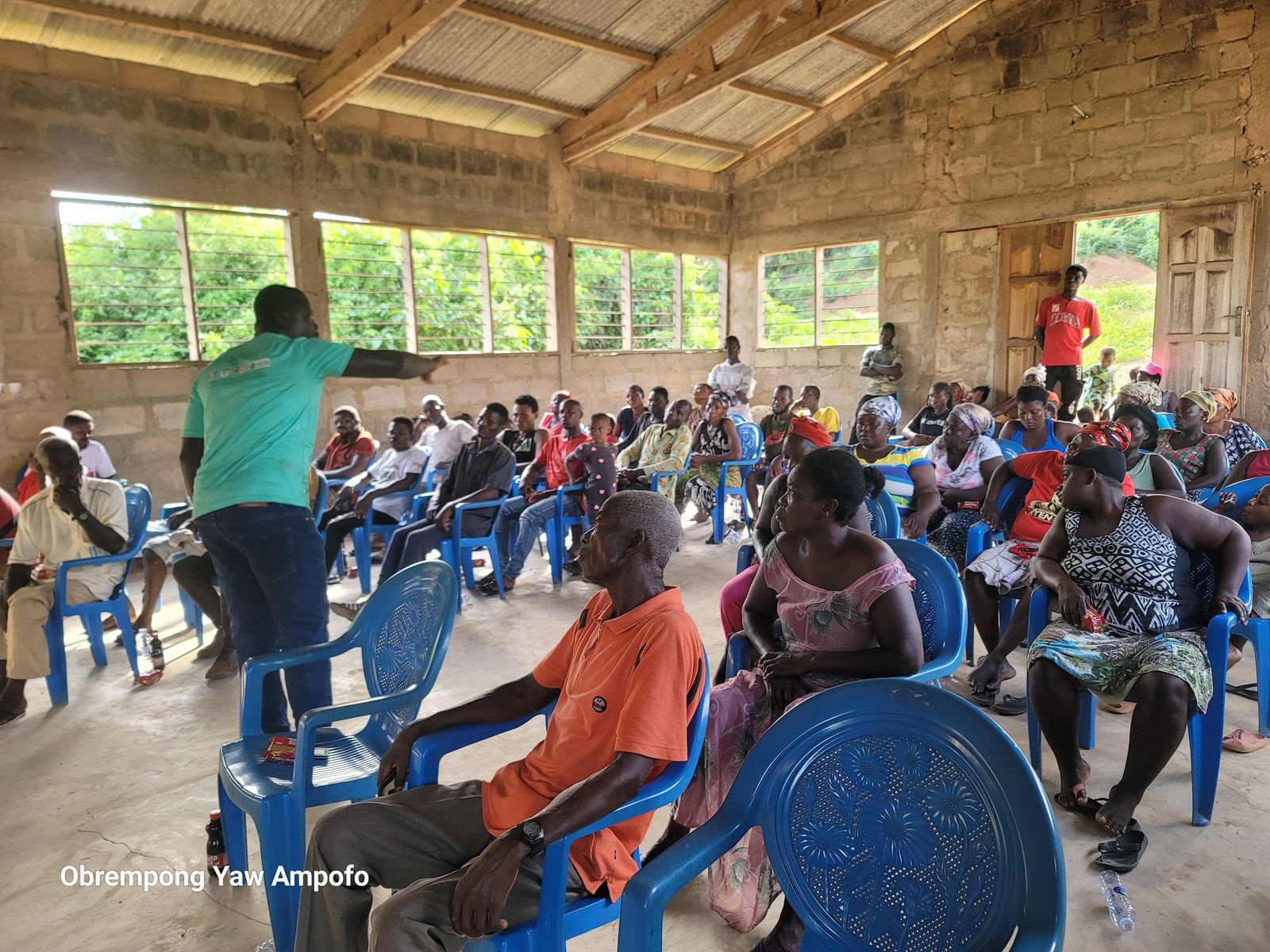 Community briefing session in the Ewoyaa lithium catchment area